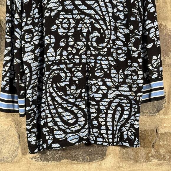 Bob Mackie Wearable Art Cardigan Sweater Woman's Medium Blue White Paisley Soft - Picture 8 of 13